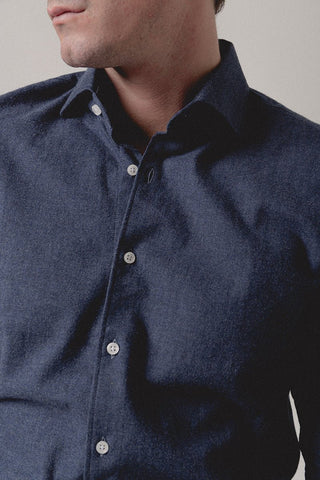 Navy Blue Flannel Shirt - Sohhan