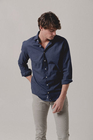 Navy Blue Flannel Shirt - Sohhan