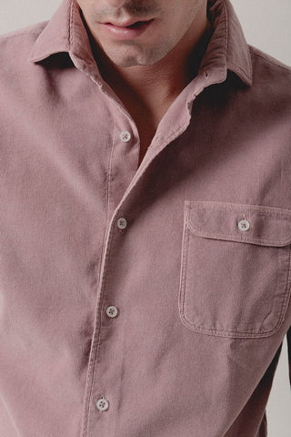Shirt Micro Corduroy Pocket Pink Marsala - Sohhan
