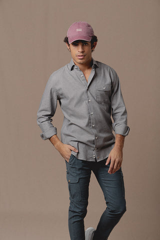 Camisa Franela Brixton Un Bolsillo Gris