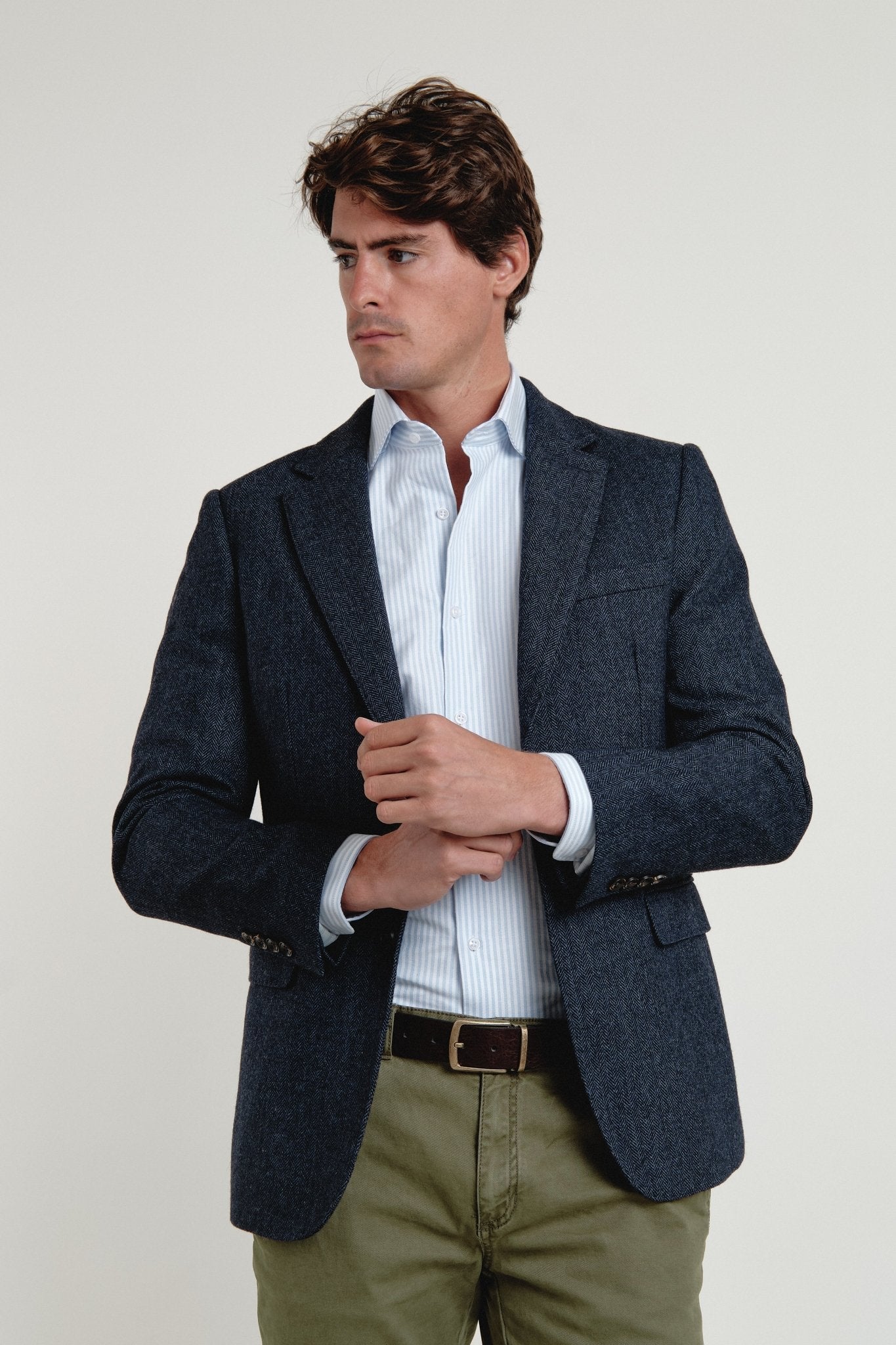 Americana Lana Herringbone Marino - Sohhan