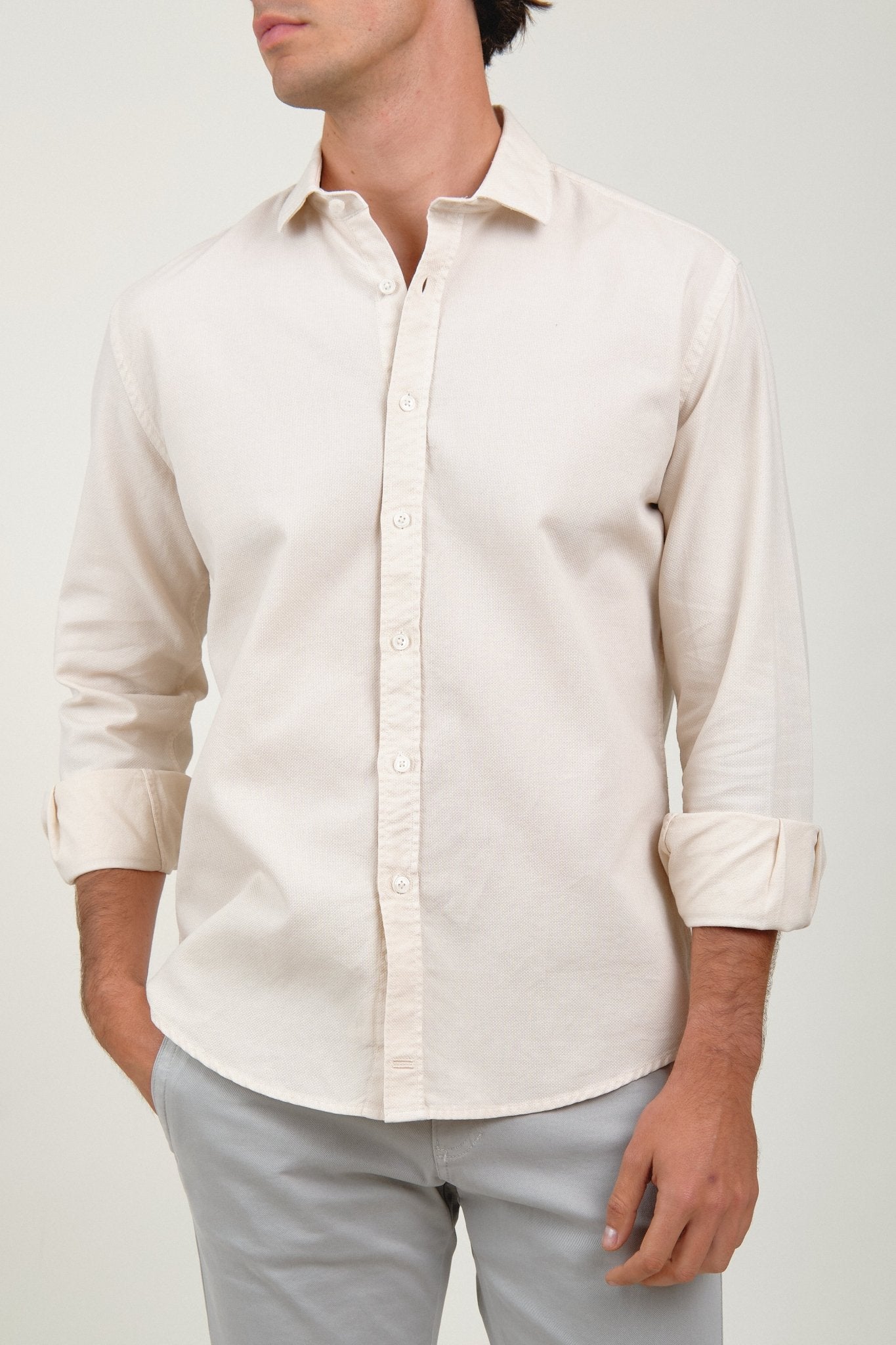 Camisa Ben Nido De Abeja Crudo - Sohhan