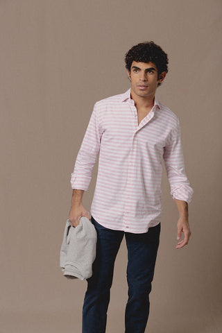 Camisa Camden Raya Horizontal Rosa - Sohhan