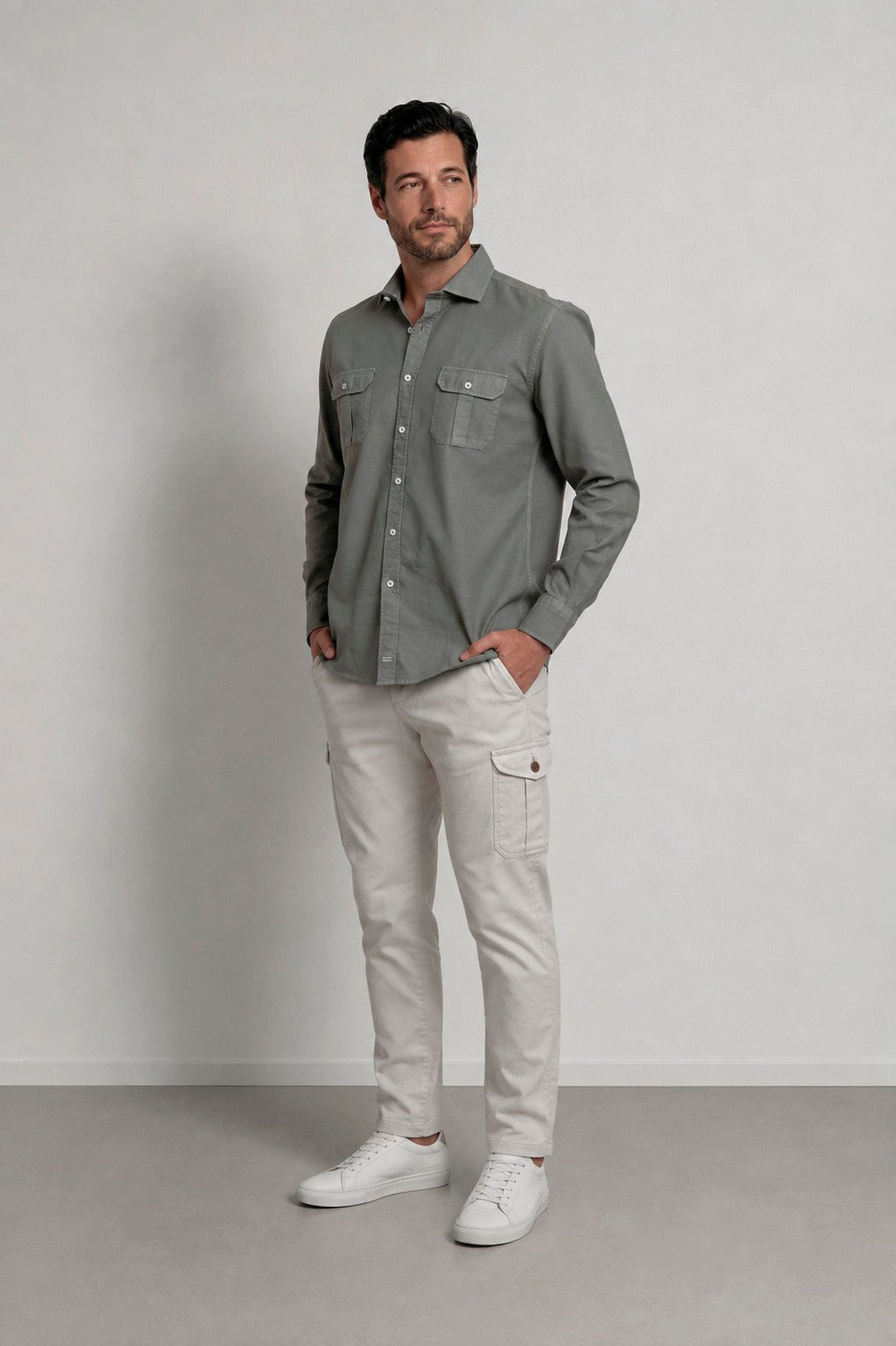Camisa Dean Colmena Sahara Gris - Sohhan
