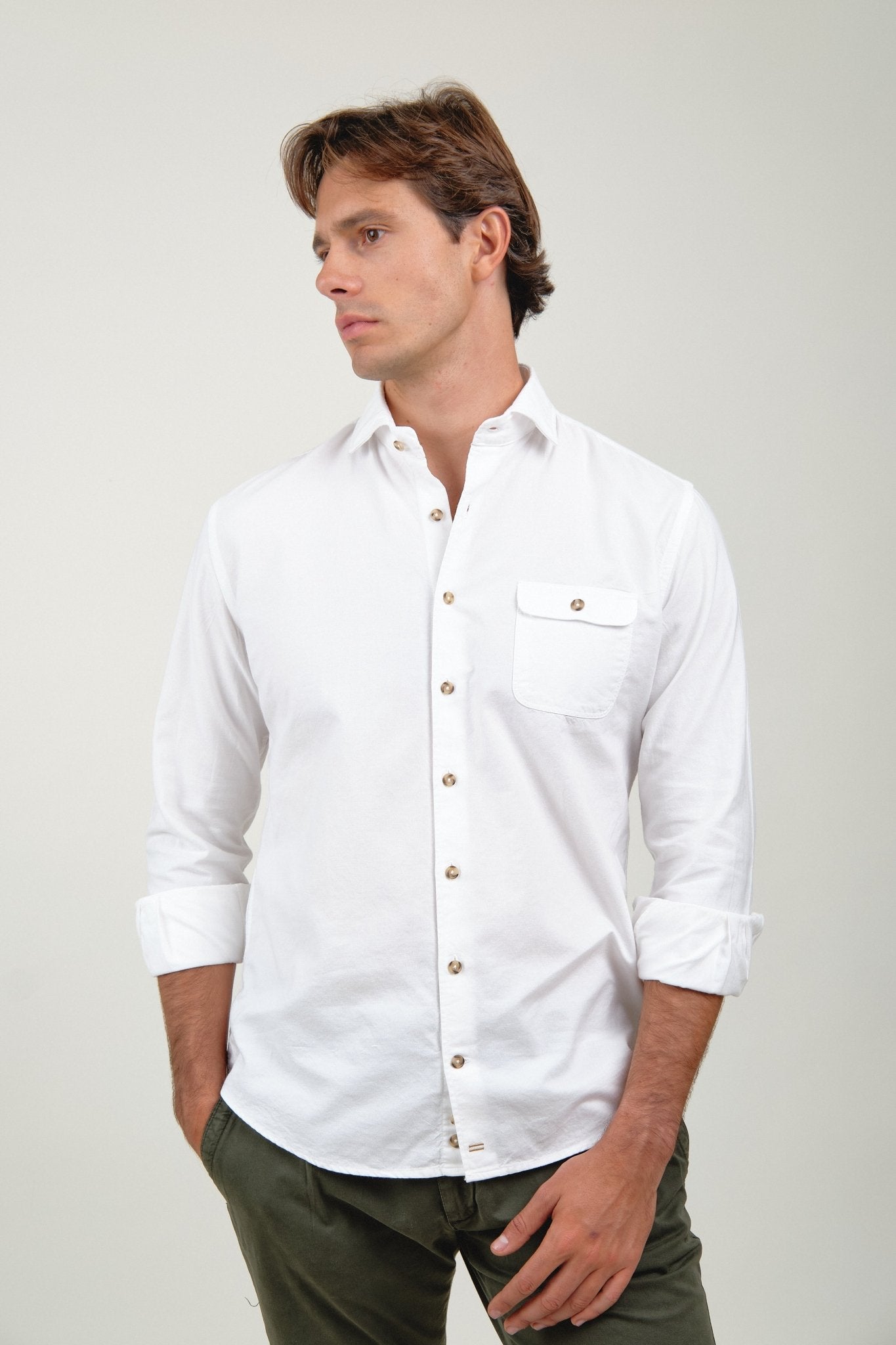 Camisa Essential Oxford Blanco Un Bolsillo - Sohhan