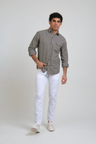 Camisa Essential Oxford Un Bolsillo Gris Verdoso - Sohhan