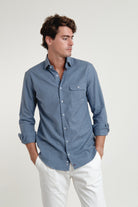 Camisa Franela Ember Un Bolsillo Azul - Sohhan