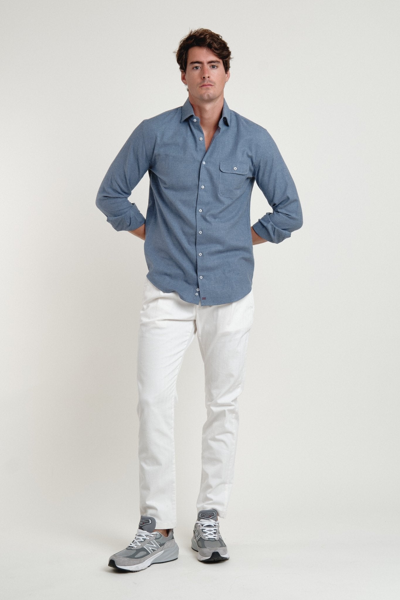 Camisa Franela Ember Un Bolsillo Azul - Sohhan