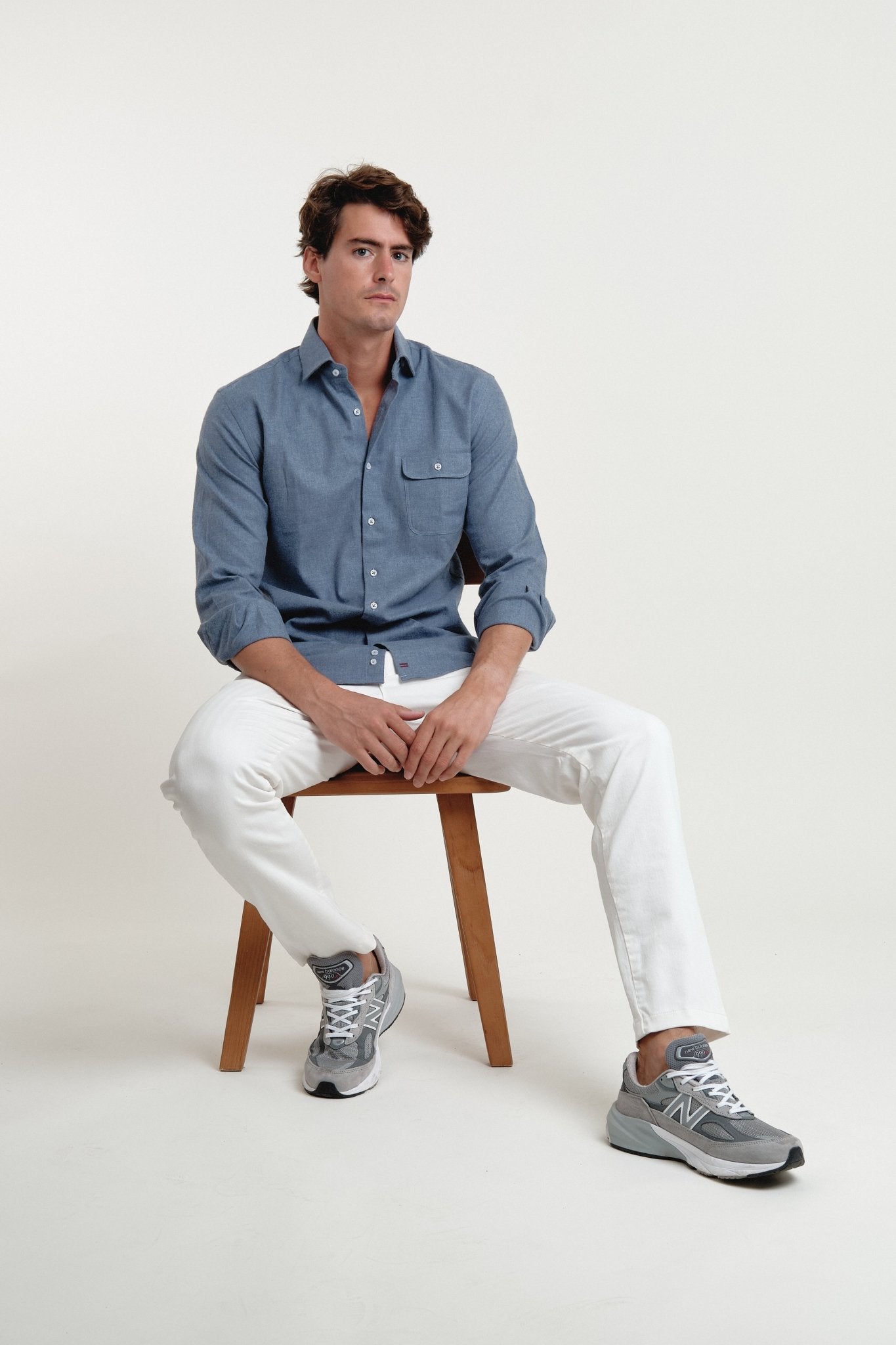 Camisa Franela Ember Un Bolsillo Azul - Sohhan