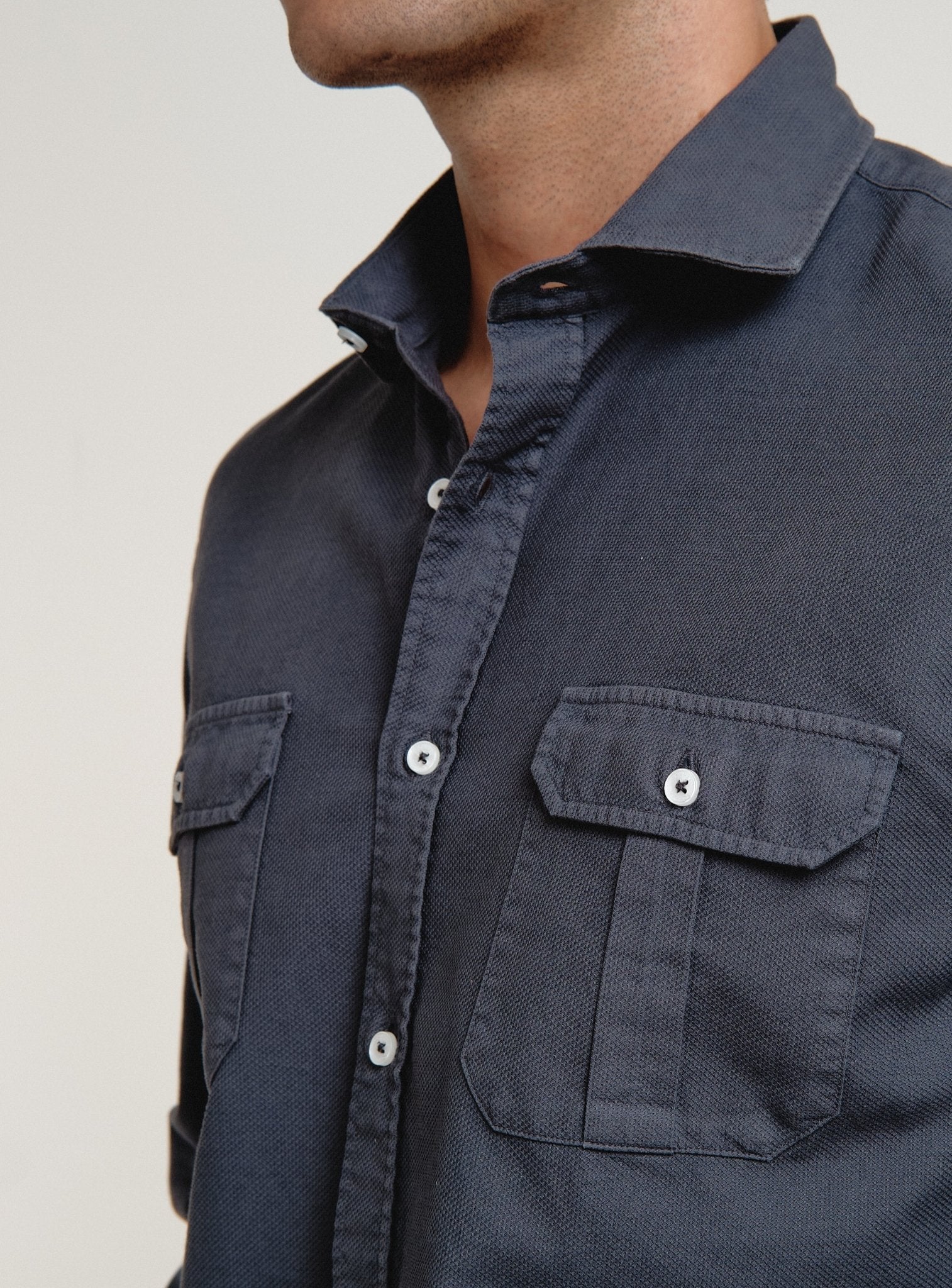 Camisa Harper Estructura Sahara Marino - Sohhan