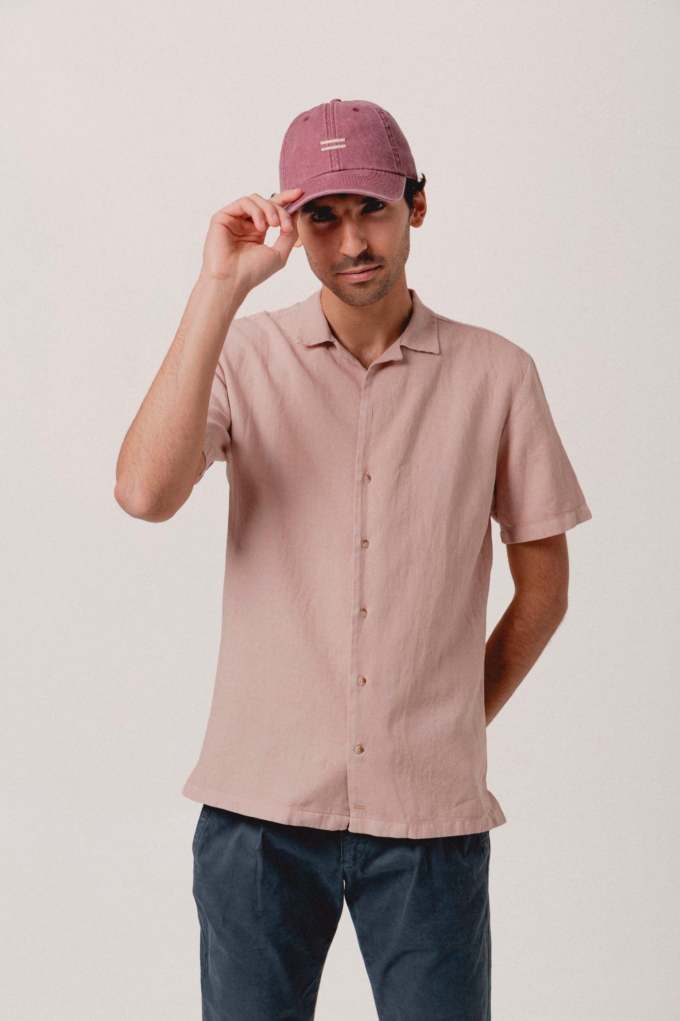 Camisa Hawaiana Lino Rosa - Sohhan