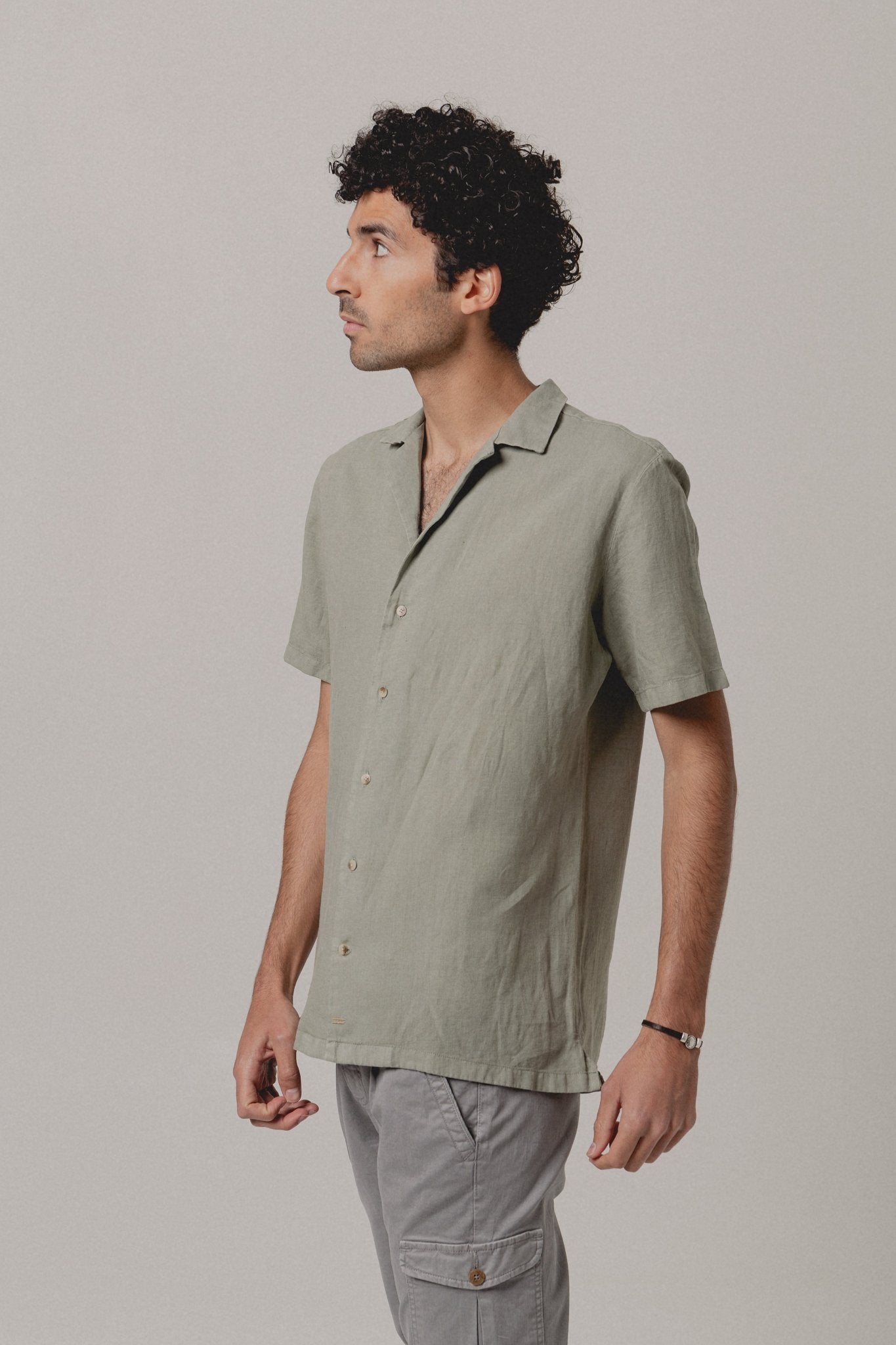 Camisa Hawaiana Lino Verde - Sohhan