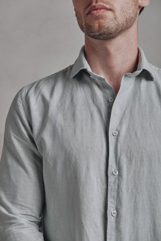 Camisa Lino Boracay Azul Empolvado - Sohhan