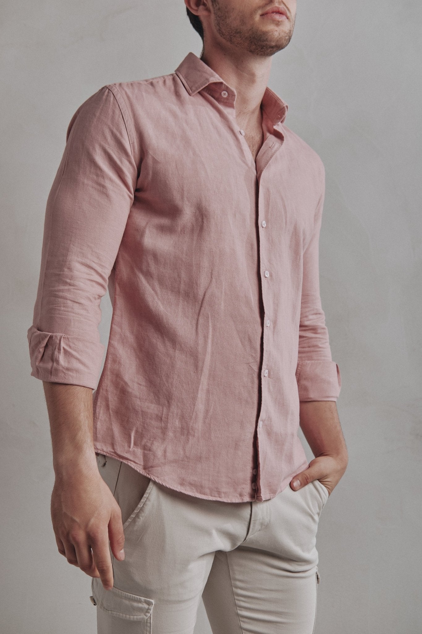 Camisa Lino Boracay Rosa - Sohhan