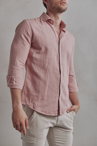 Camisa Lino Boracay Rosa - Sohhan