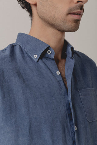 Camisa Lino Brisa Azul - Sohhan