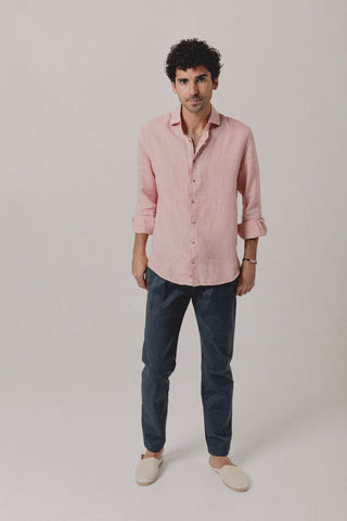 Camisa Lino Bruma Rosa - Sohhan