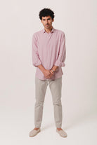 Camisa Lino Eros Raya Blanca y Rosa - Sohhan