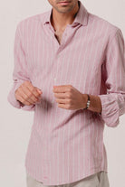 Camisa Lino Eros Raya Blanca y Rosa - Sohhan