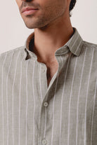 Camisa Lino Eros Raya Verde y Blanca - Sohhan
