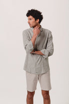 Camisa Lino Eros Raya Verde y Blanca - Sohhan