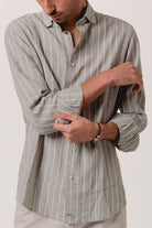 Camisa Lino Eros Raya Verde y Blanca - Sohhan