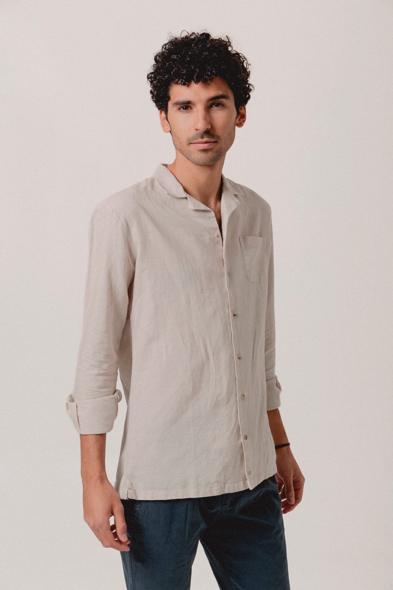 Camisa Lino Hawaiana Duncan Crudo - Sohhan