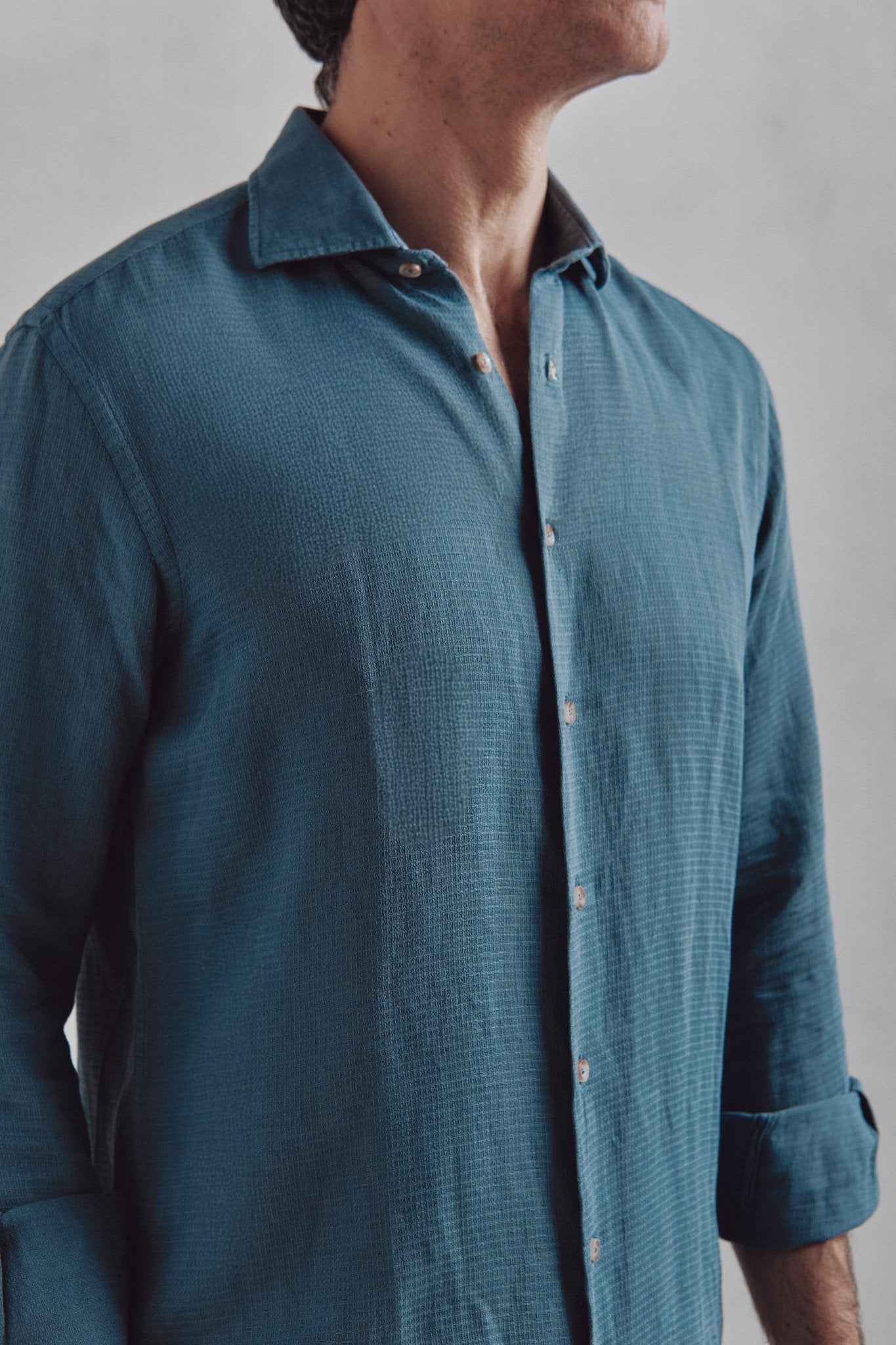 Camisa Lino Lucca Azul - Sohhan