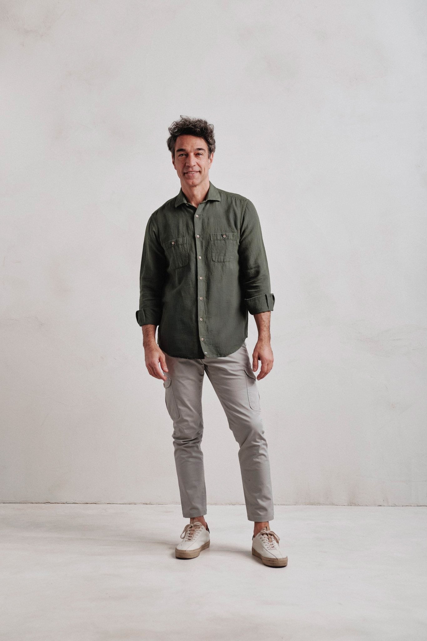 Camisa Lino Lucca Sahara Verde - Sohhan
