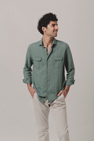 Camisa Lino Marea Sahara Verde - Sohhan