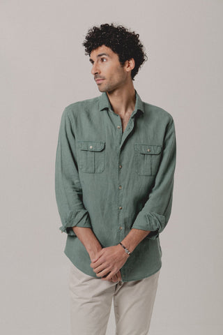 Camisa Lino Marea Sahara Verde - Sohhan
