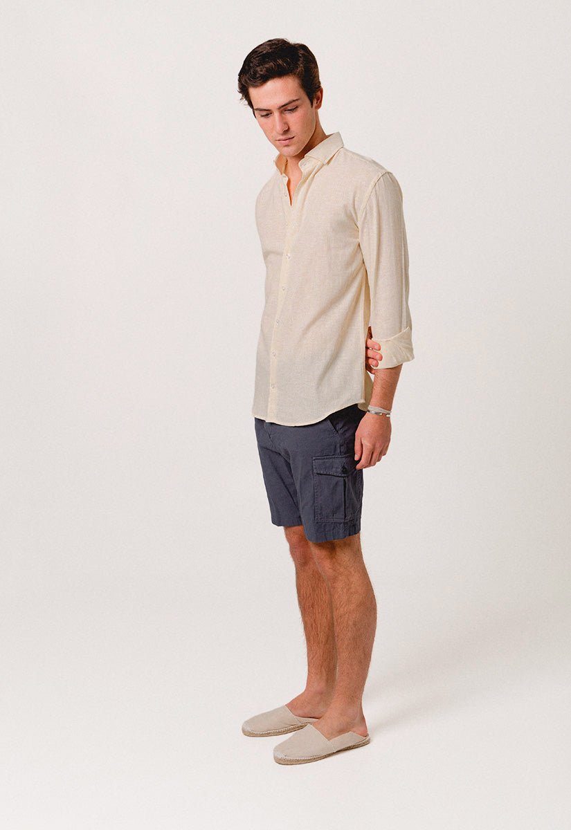 Camisa Lino Mil Rayas Amarillo - Sohhan