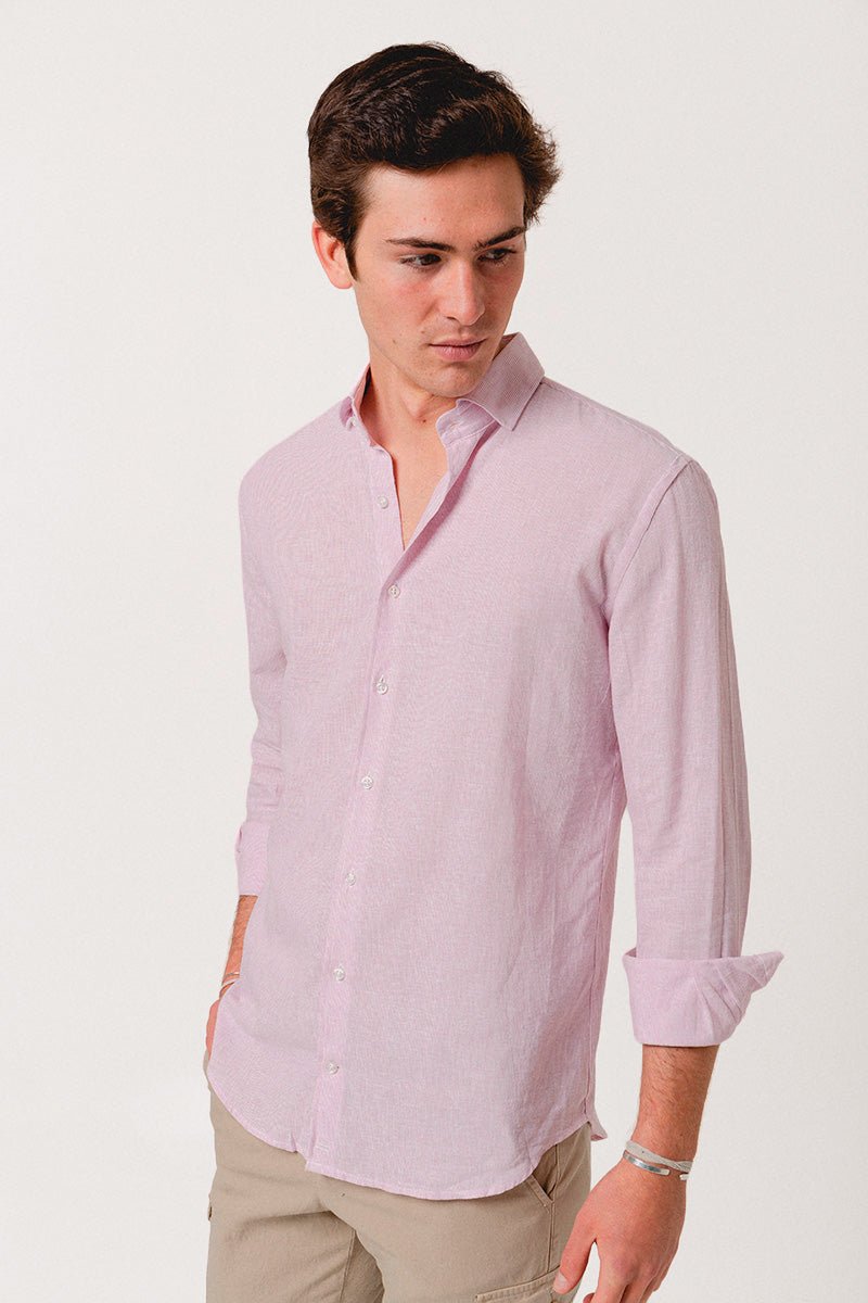 Camisa Lino Mil Rayas Rosa - Sohhan