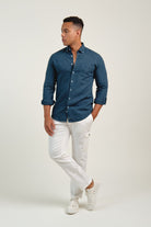 Camisa Lino Navagio Marino - Sohhan