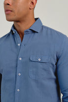 Camisa Lino Portofino Azul - Sohhan