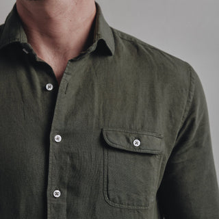 Camisa Lino Portofino Verde Bogotá - Sohhan