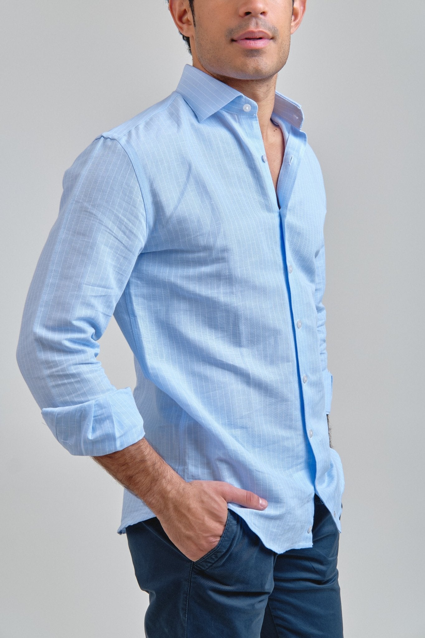 Camisa Lino Sorrento Celeste - Sohhan