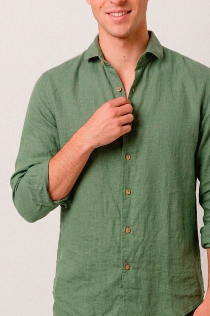 Camisa Lino Verde Bolonia - Sohhan