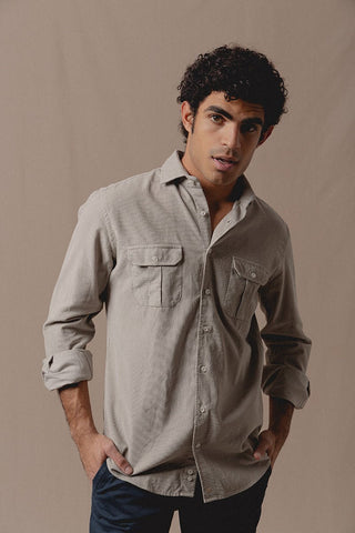 Camisa Micropana Cord Sahara Crudo - Sohhan