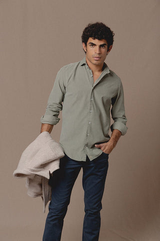 Camisa Micropana Cord Verde - Sohhan