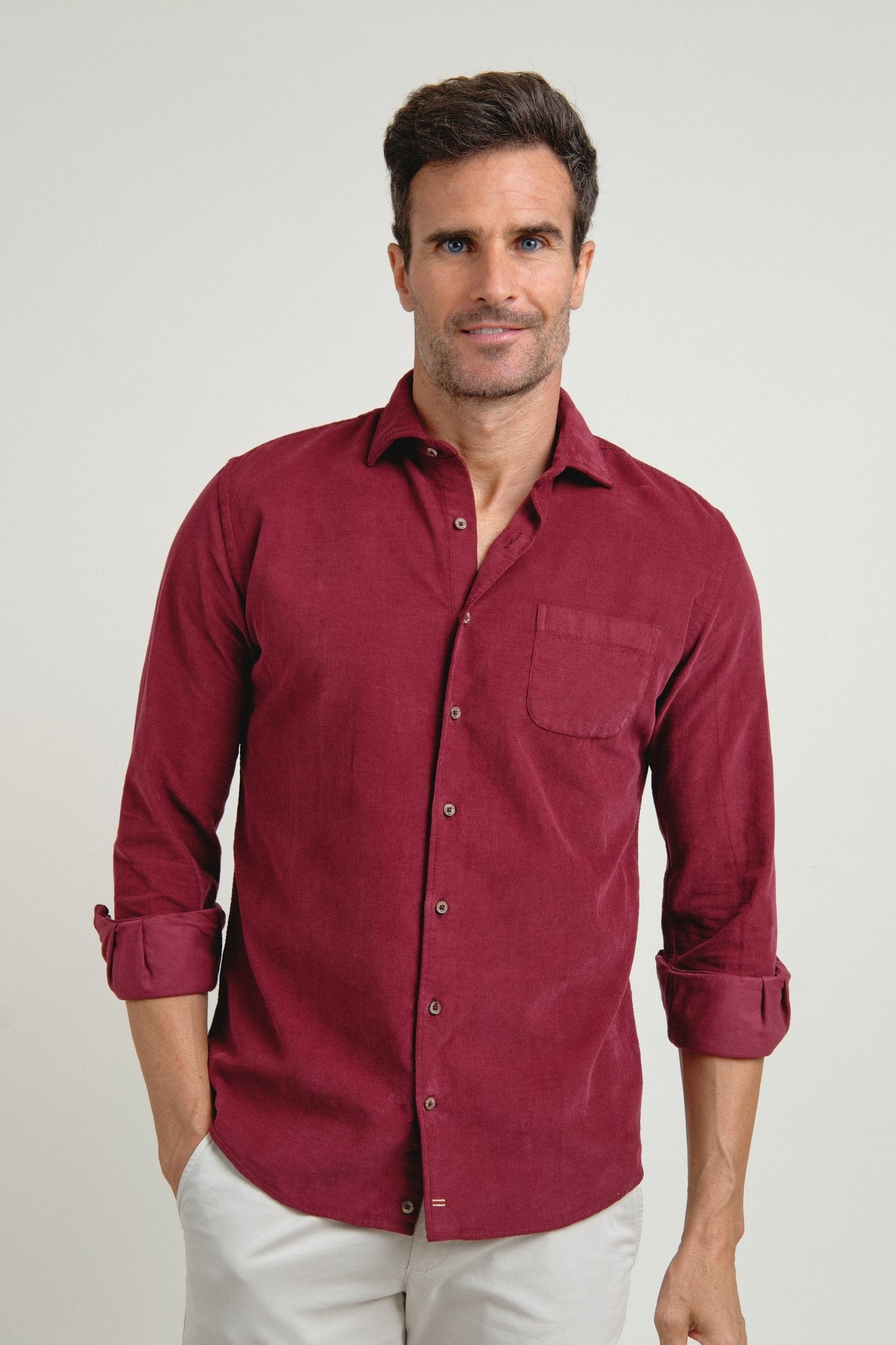 Camisa Micropana Tissor Un Bolsillo Burdeos - Sohhan