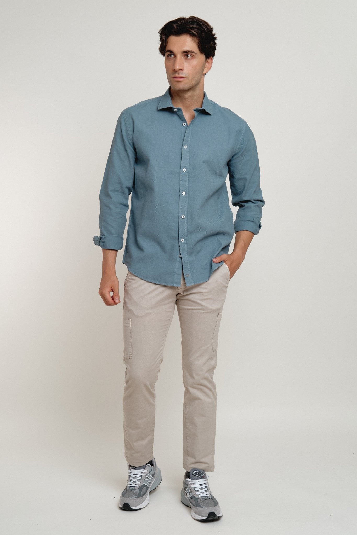 Camisa Nomad Estructura Azul Empolvado - Sohhan