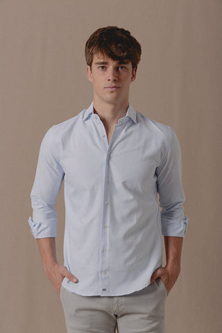 Camisa Oxford Dustin Rayas Celeste - Sohhan