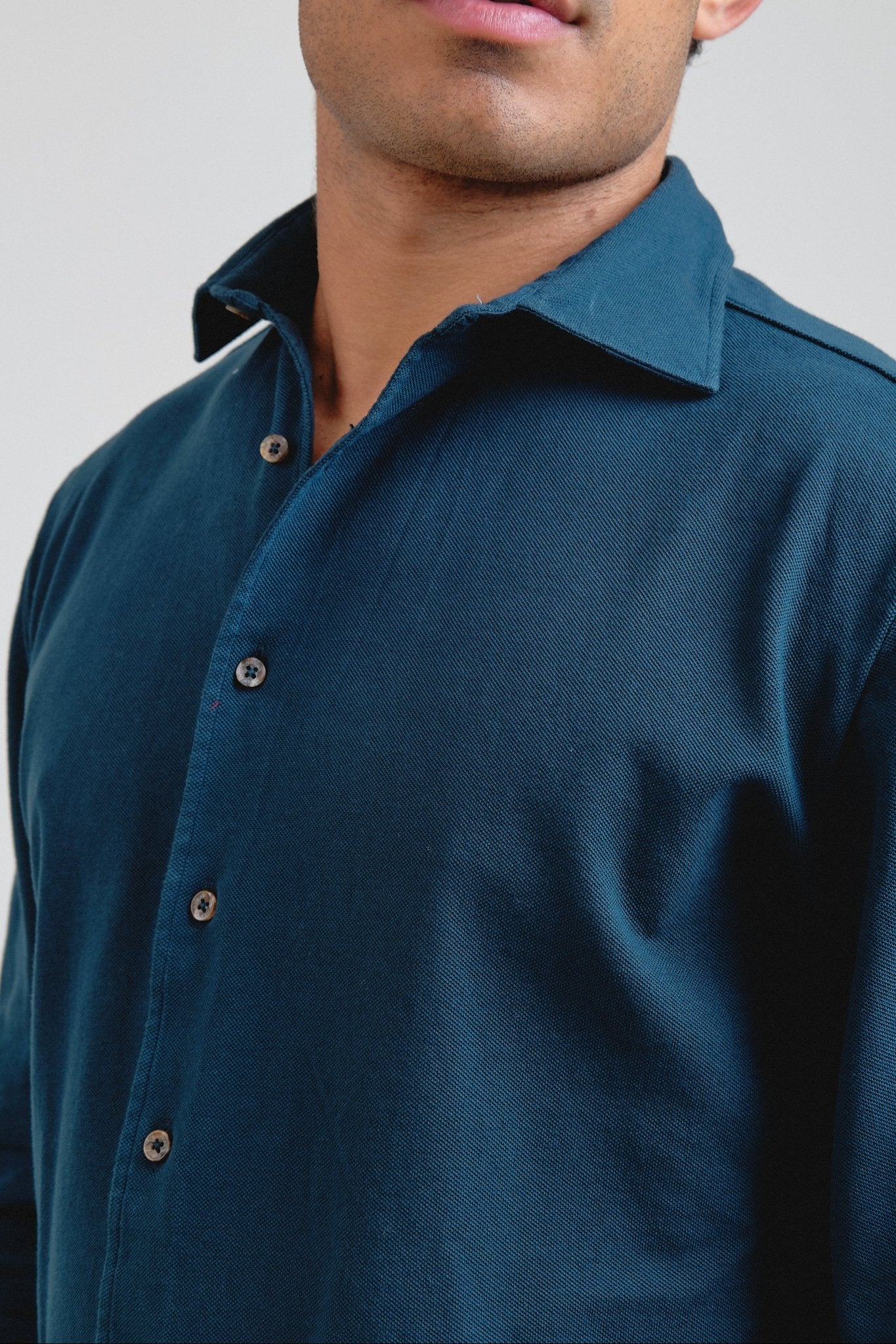 Camisa Piqué Bellandi Azul Petróleo - Sohhan