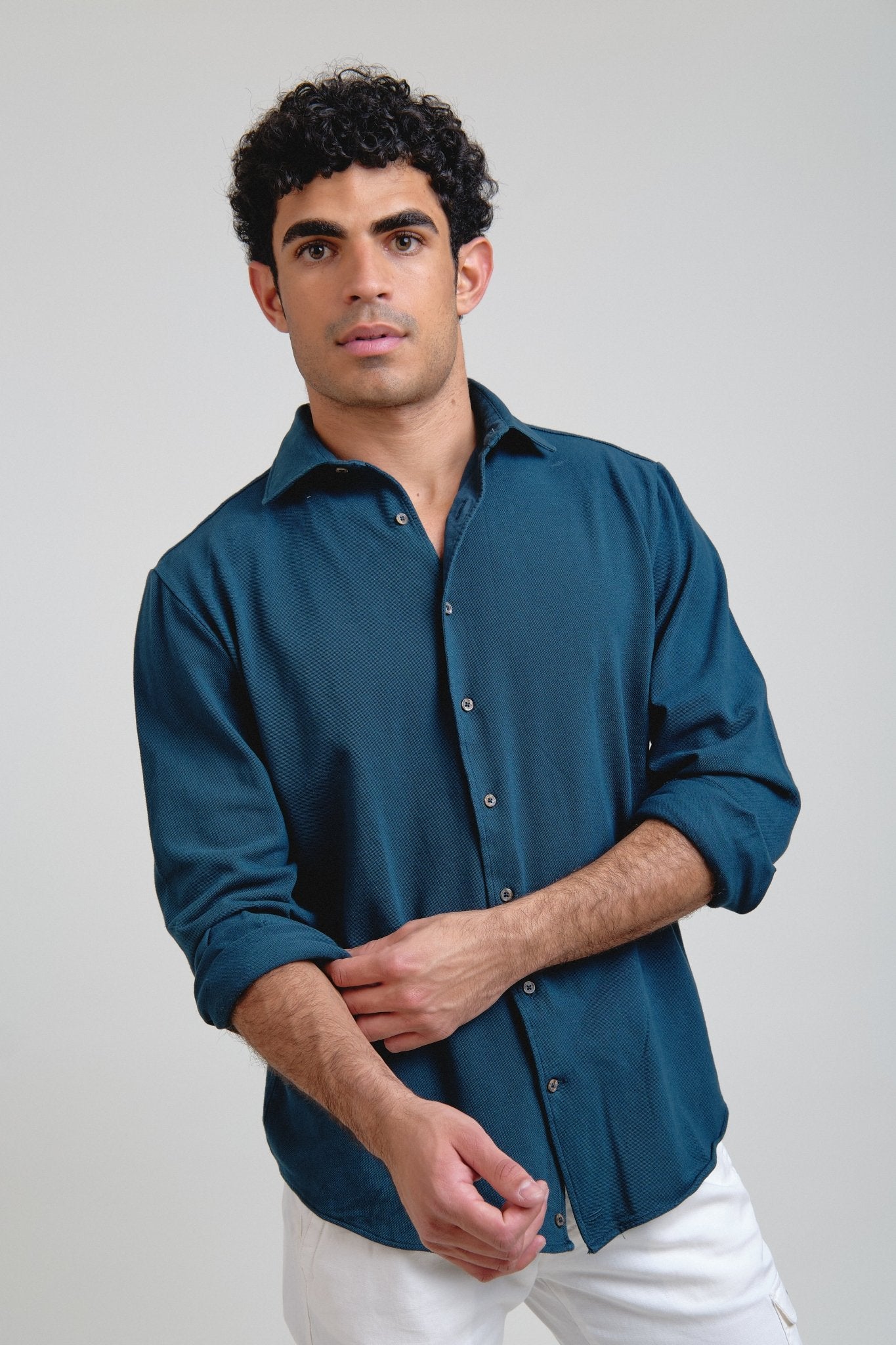 Camisa Piqué Bellandi Azul Petróleo - Sohhan