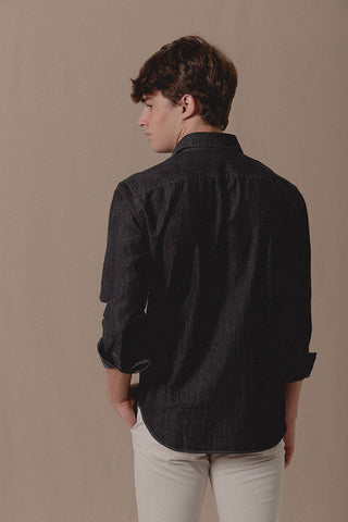 Camisa Vaquera Rock Un Bolsillo Gris Oscuro - Sohhan