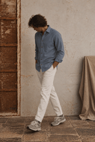 Camisa Wale Azul Empolvado - Sohhan