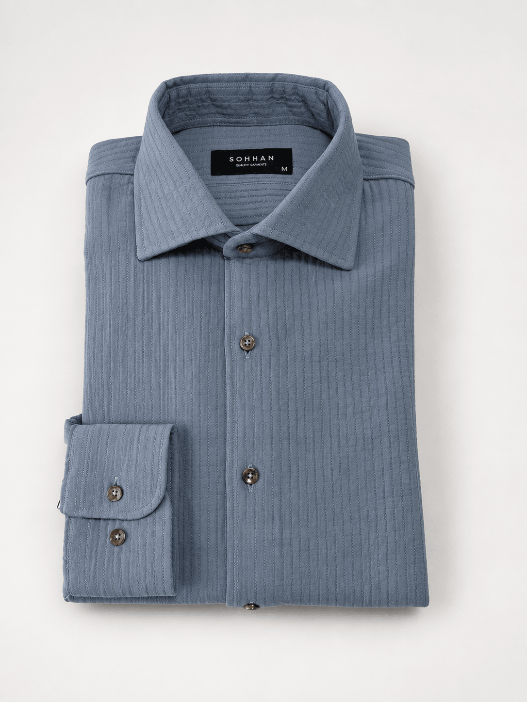 Camisa Wale Azul Empolvado - Sohhan