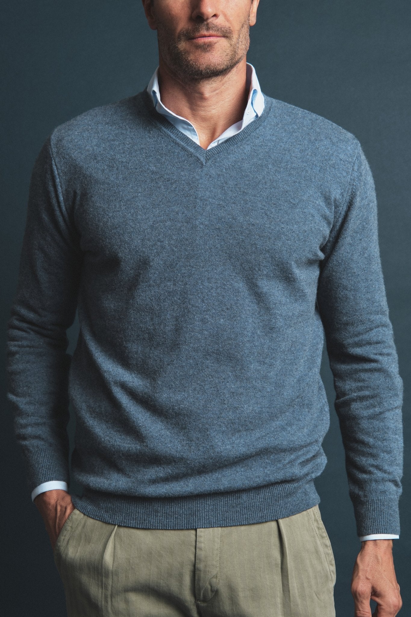 Cashmere Sweater Blue Hustle Heritage - Sohhan