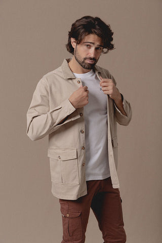 Chaqueta Bob Cuello Pana Beige - Sohhan